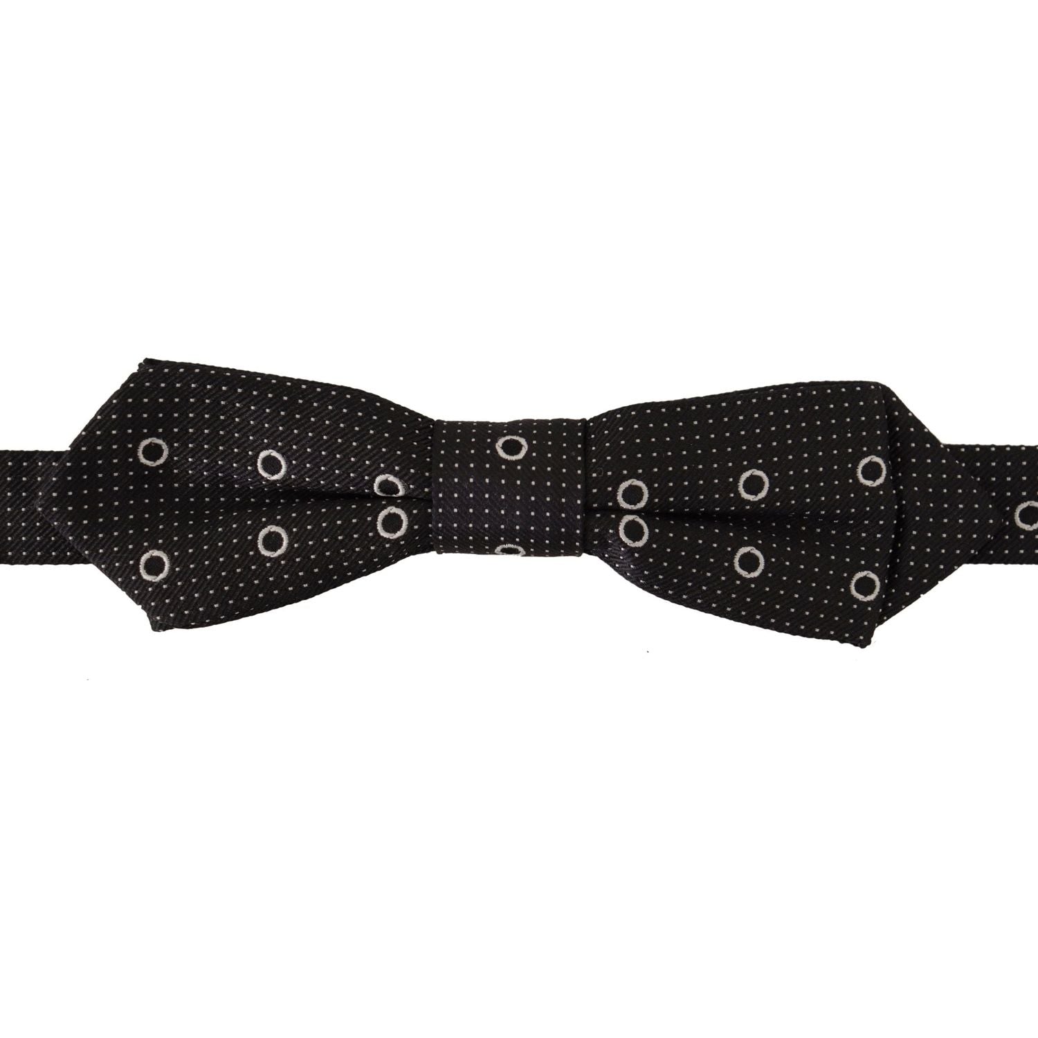 Dolce & Gabbana Black White Polka Dot 100% Silk Neck Papillon Tie