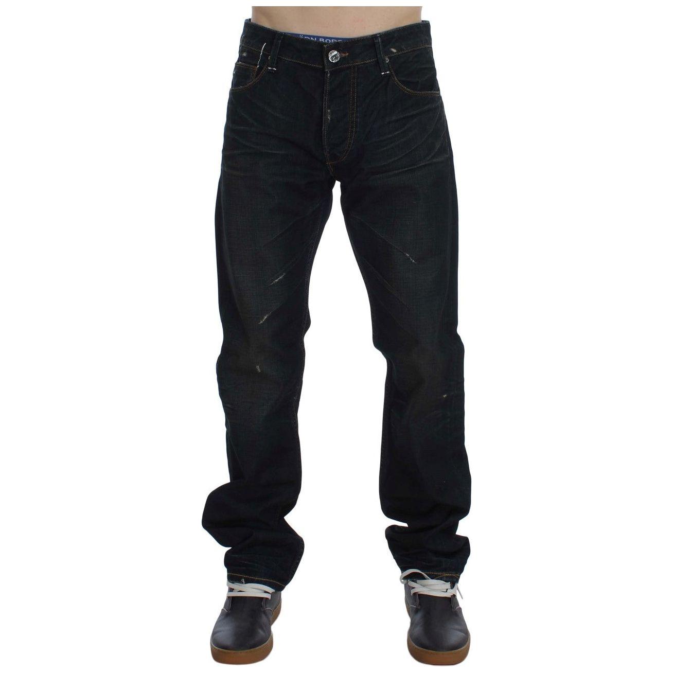 Acht Blue Wash Cotton Denim Straight Fit Jeans