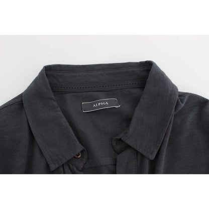 Alpha Massimo Rebecchi Gray Cotton Button Down Casual Shirt