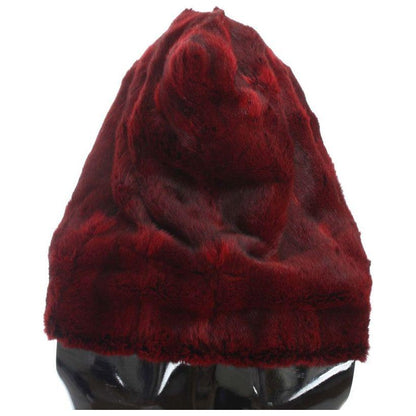 Dolce & Gabbana Bordeaux Hamster Fur Crochet Hood Scarf Hat Hood Scarf