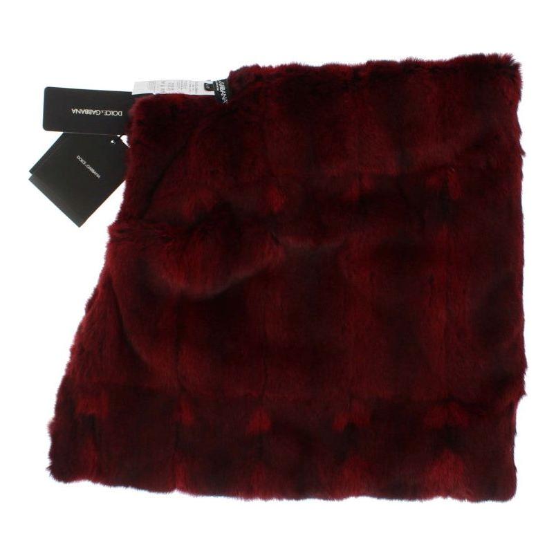 Dolce & Gabbana Bordeaux Hamster Fur Crochet Hood Scarf Hat Hood Scarf
