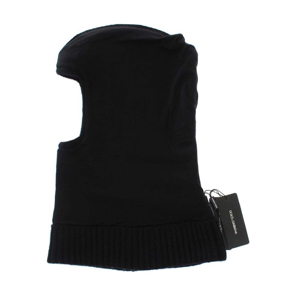 Dolce & Gabbana Black Knitted Sequin Hood Scarf Hat MS907