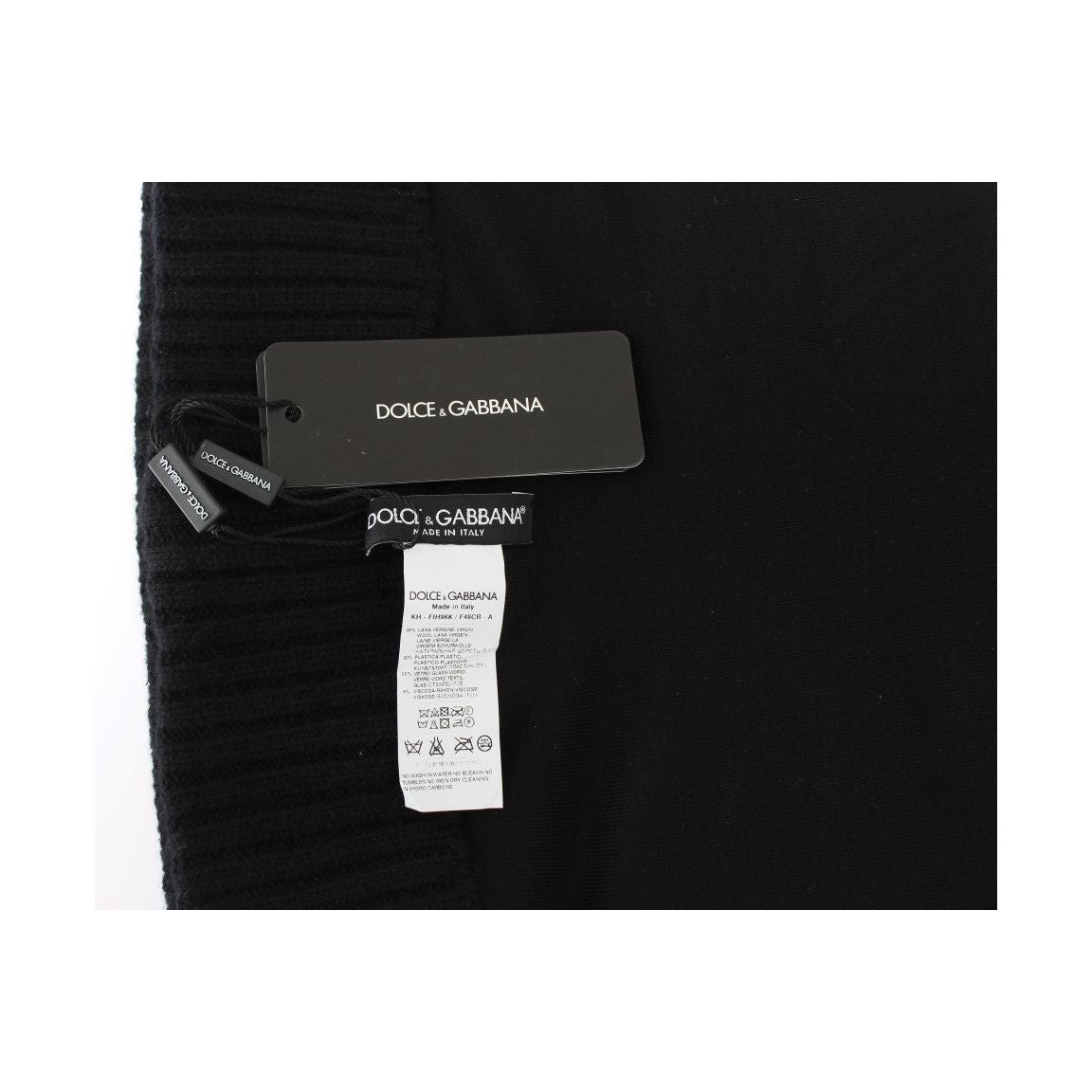 Dolce & Gabbana Black Knitted Sequin Hood Scarf Hat MS907