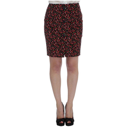 BENCIVENGA Black Multicolor Floral Suit Skirt Suit