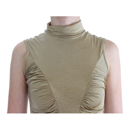 Exte Gold Nylon Turtleneck Top Blouse