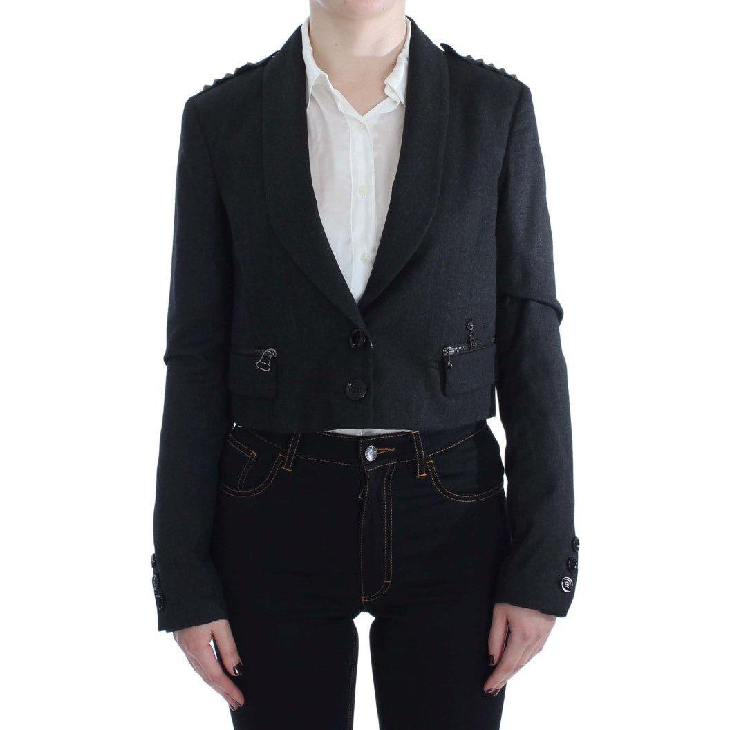 Exte Gray Stretch Gold Studded Short Jacket