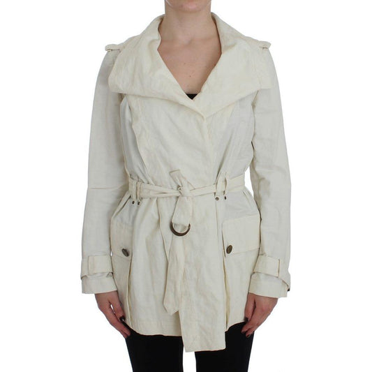 PLEIN SUD Elegant White Wrap Trench Jacket Coats & Jackets PLEIN SUD Gray
