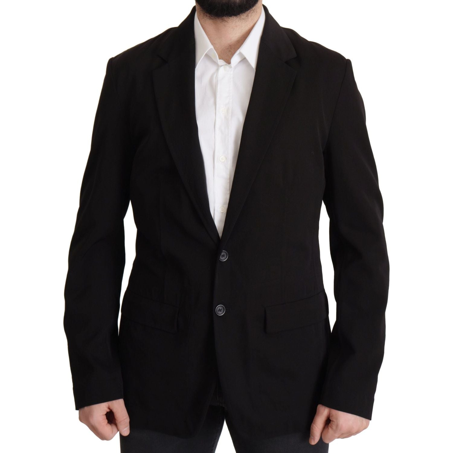 Dolce & Gabbana Black Wool Single Breasted Coat Blazer
