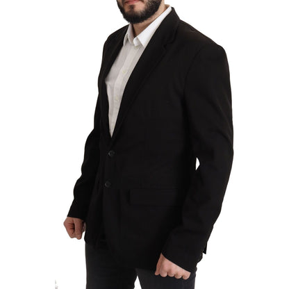 Dolce & Gabbana Black Wool Single Breasted Coat Blazer