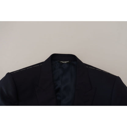 Dolce & Gabbana Blue Wool Single Breasted Coat Blazer