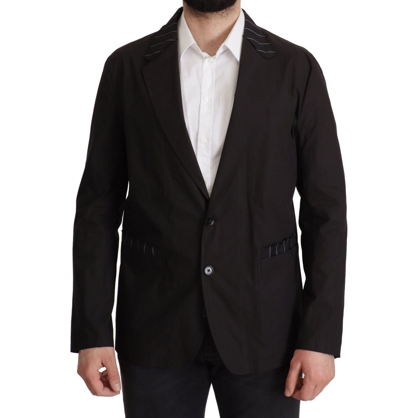 Dolce & Gabbana Black Cotton Single Breasted Blazer Jacket