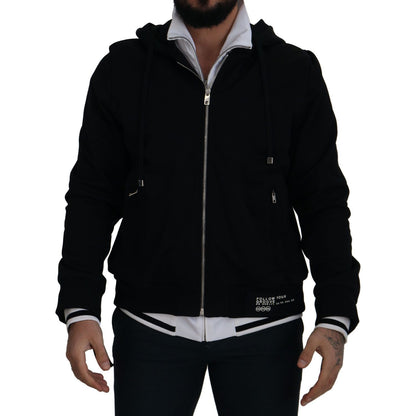 Dolce & Gabbana Black Polyester Hooded Full Zip Jacket