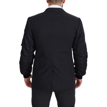 Dolce & Gabbana Black Wool Full Zip Long Sleeves Jacket