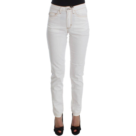 Cavalli Chic White Slim Fit Denim Cavalli Light Gray