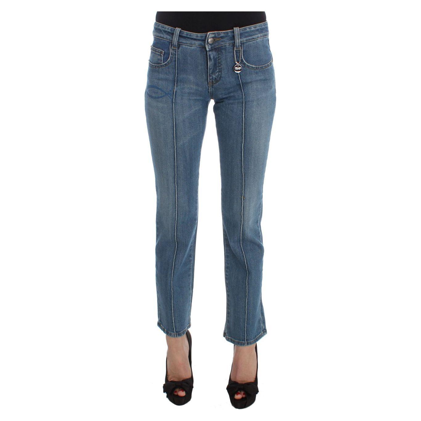 Costume National Blue Cotton Slim Fit Cropped Jeans
