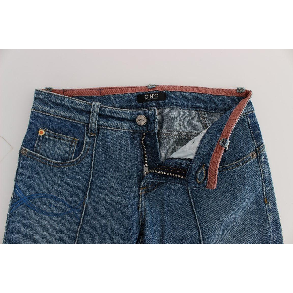 Costume National Blue Cotton Slim Fit Cropped Jeans