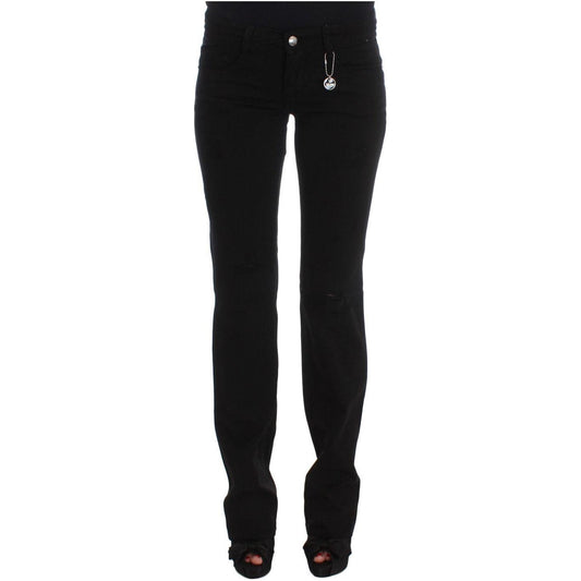 Costume National Chic Black Slim Fit Zippered Cotton Jeans Jeans & Pants Costume National Black