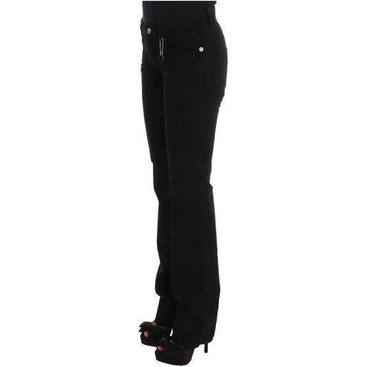 Costume National Chic Black Slim Fit Zippered Cotton Jeans Jeans & Pants Costume National Black