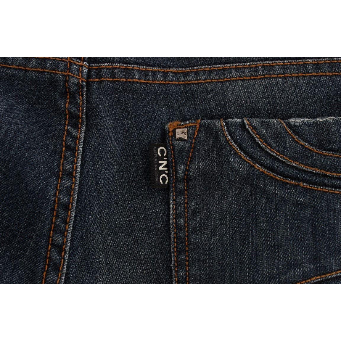 Costume National Blue Cotton Blend Bootcut Jeans