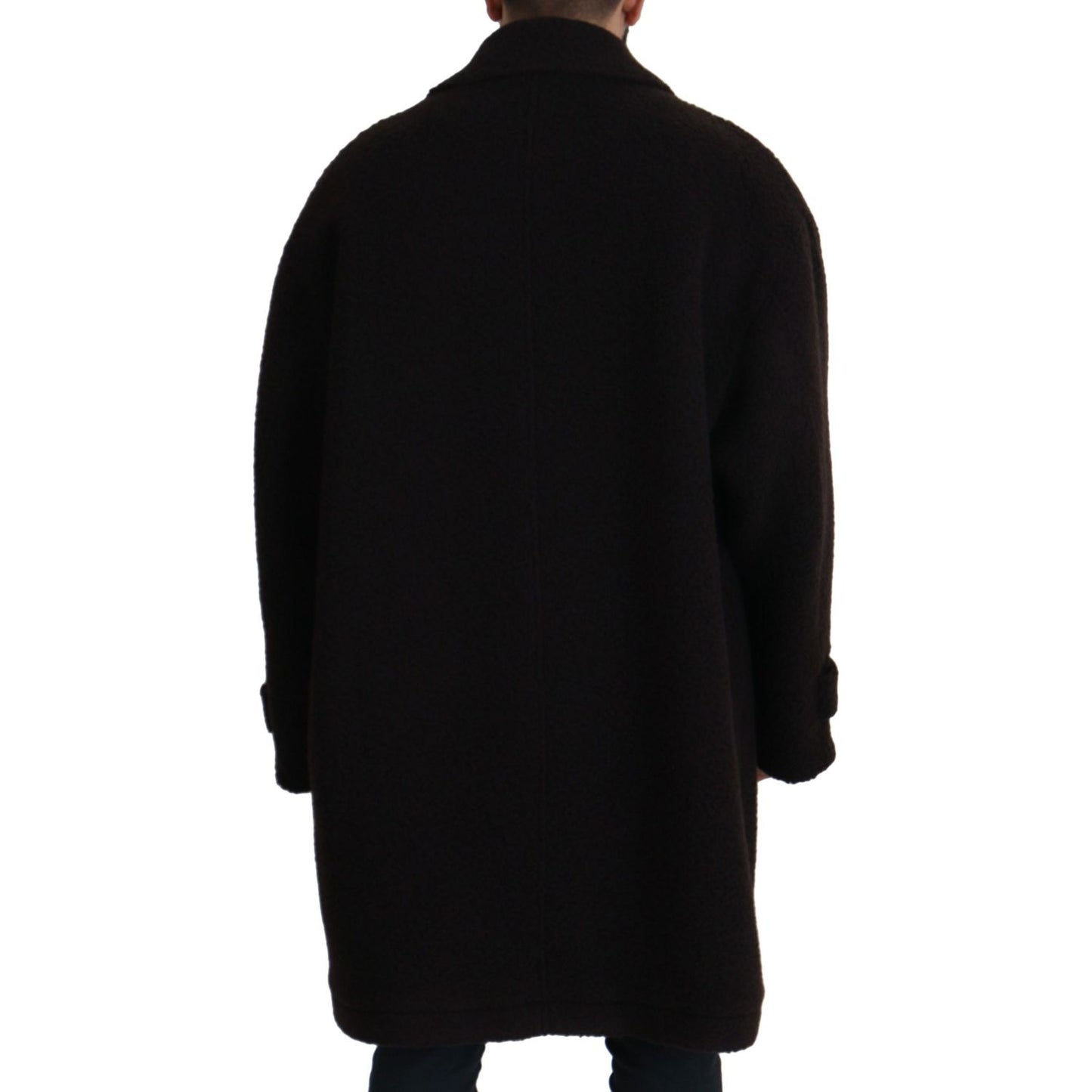 Dolce & Gabbana Black Alpaca Button Down Trench Coat Jacket