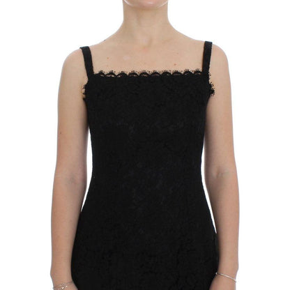 Dolce & Gabbana Black Floral Lace Shift Knee Length Dress