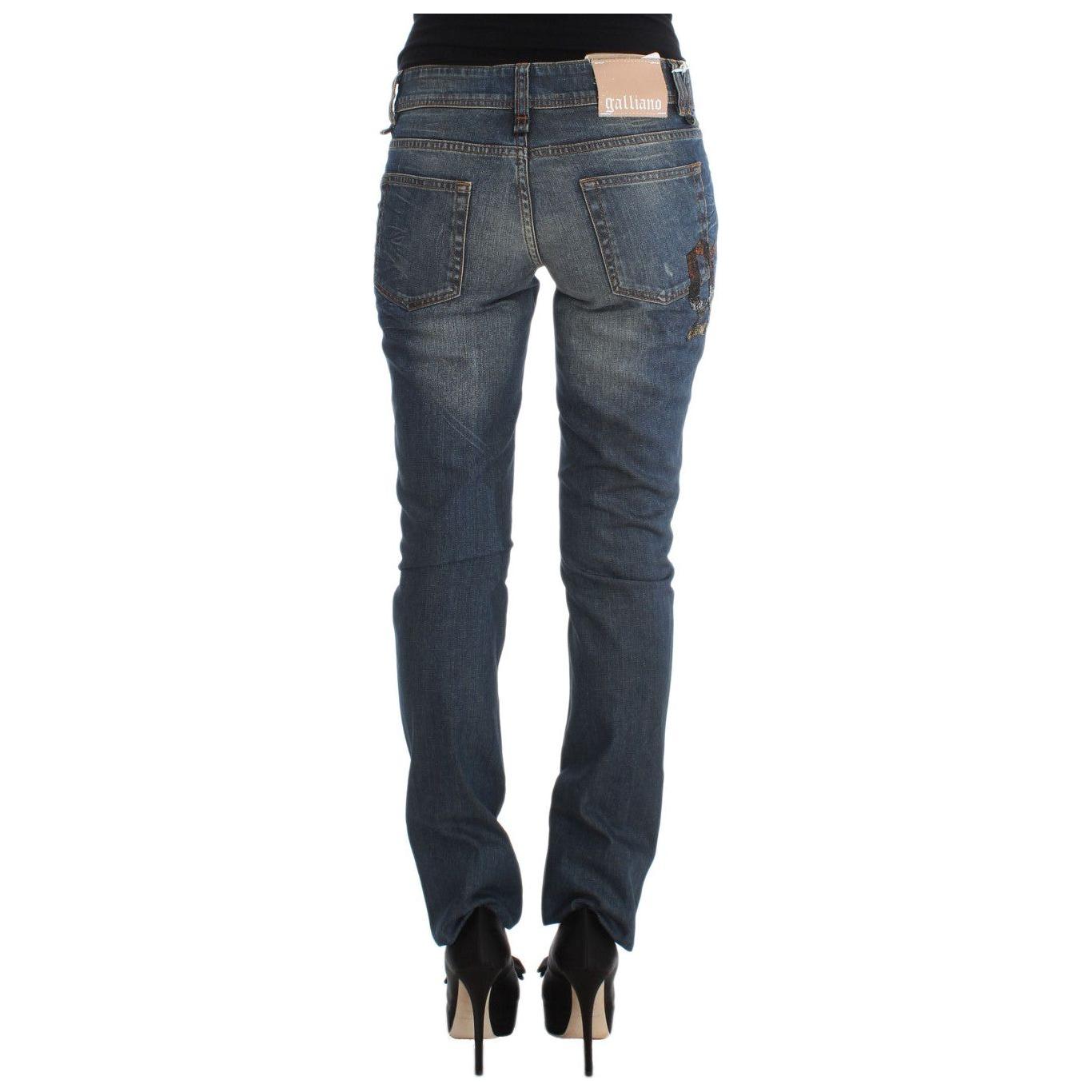 John Galliano Blue Wash Cotton Blend Slim Fit Jeans