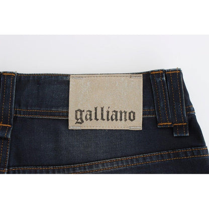 John Galliano Blue Wash Cotton Blend Boyfriend Fit Jeans