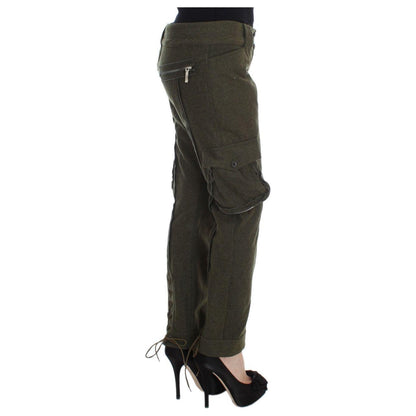 Ermanno Scervino Green Wool Blend Loose Fit Cargo Pants