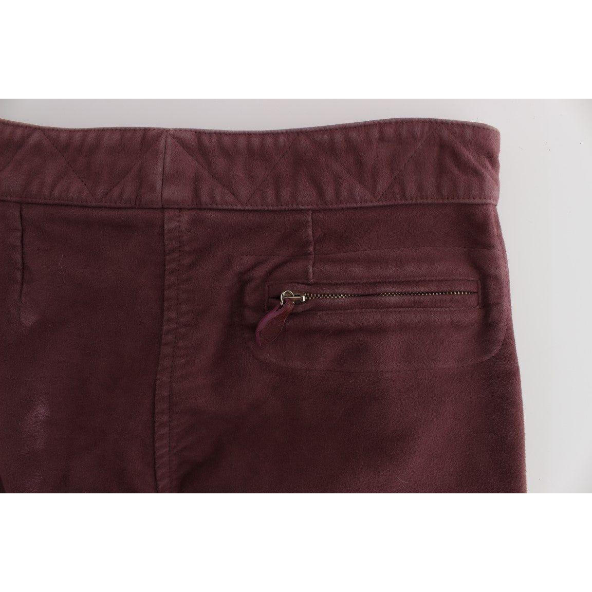 Ermanno Scervino Bordeaux Cotton Cropped Cargo Pants
