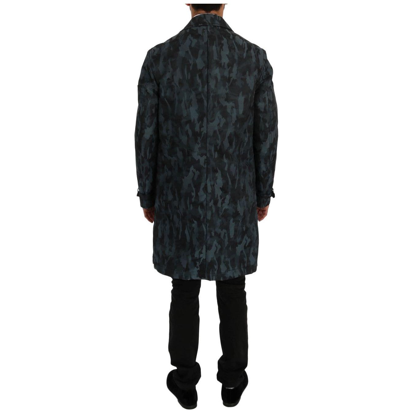 Dolce & Gabbana Blue Camouflage Trench Trench