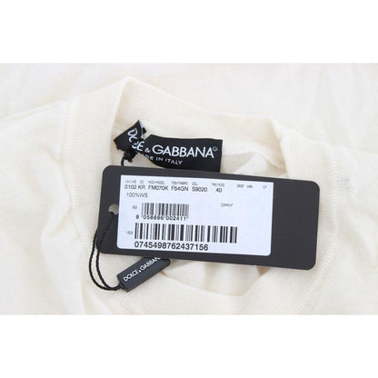 Dolce & Gabbana White 100% Cashmere Sweater