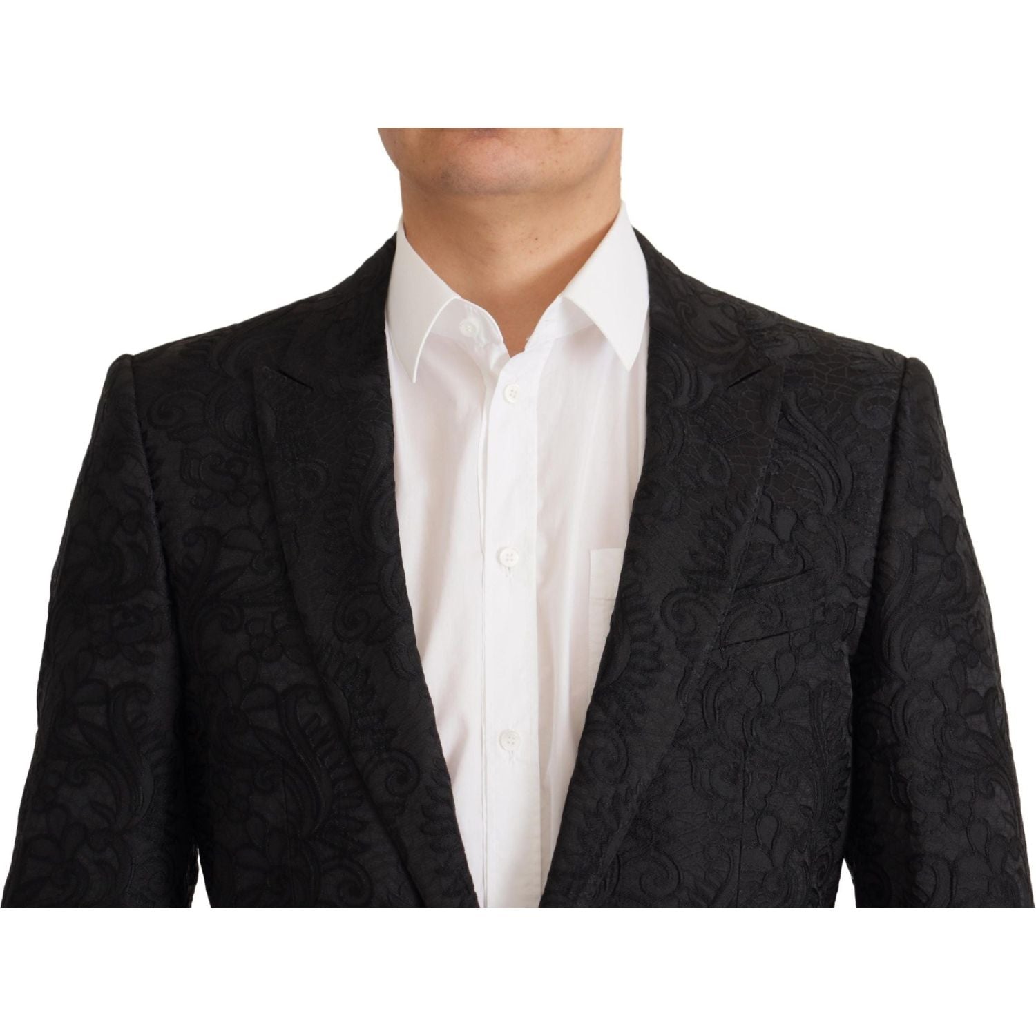 Dolce & Gabbana Black Brocade Formal 2 Piece MARTINI Suit