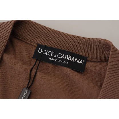 Dolce & Gabbana Brown Wool Men V-neck Pullover Sweater