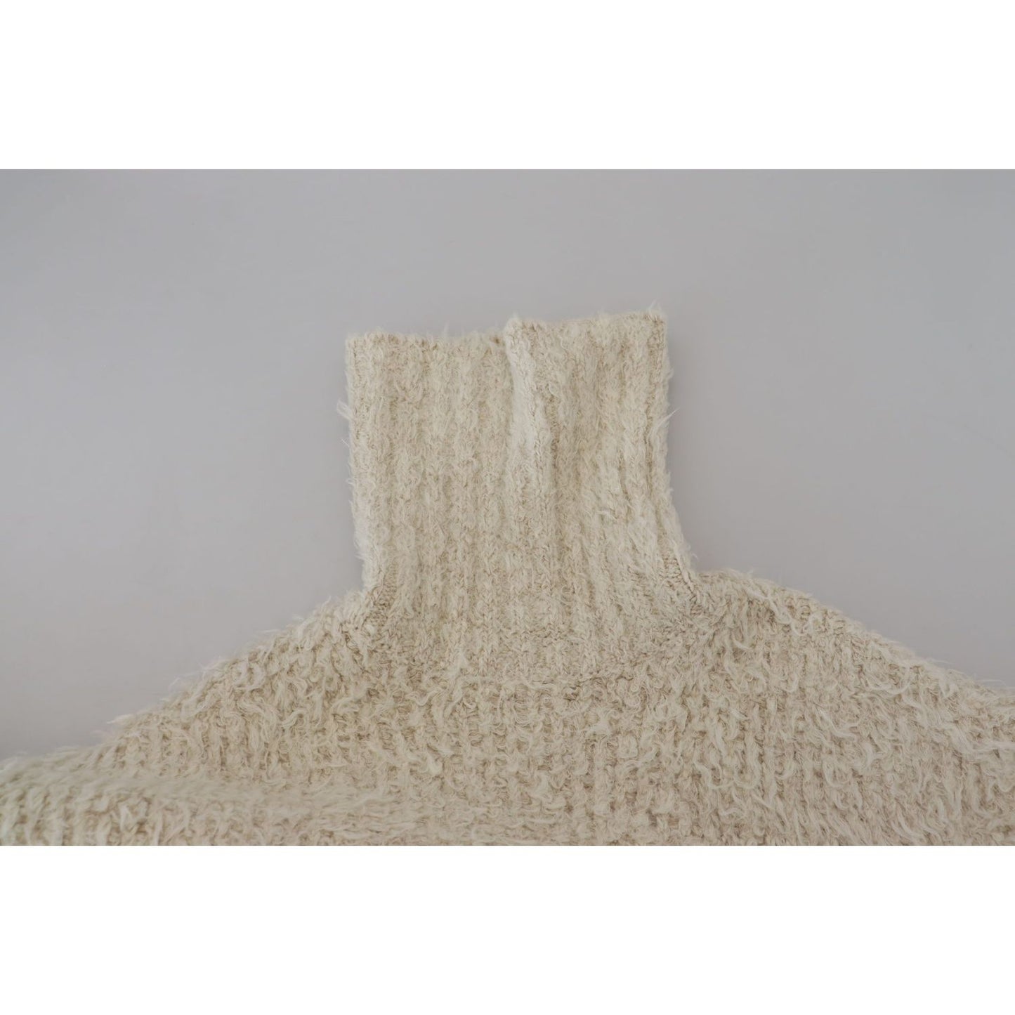 Dolce & Gabbana Cream Wool Knit Turtleneck Pullover Sweater