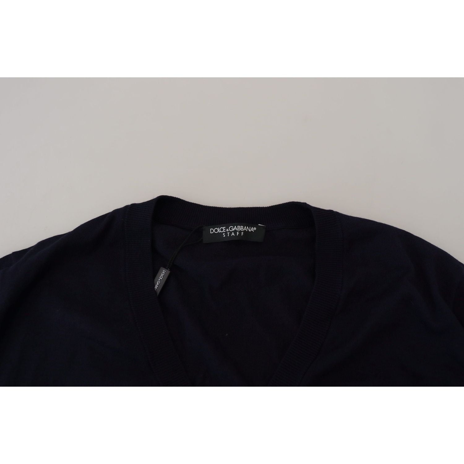 Dolce & Gabbana Blue Wool STAFF Down Cardigan Sweater