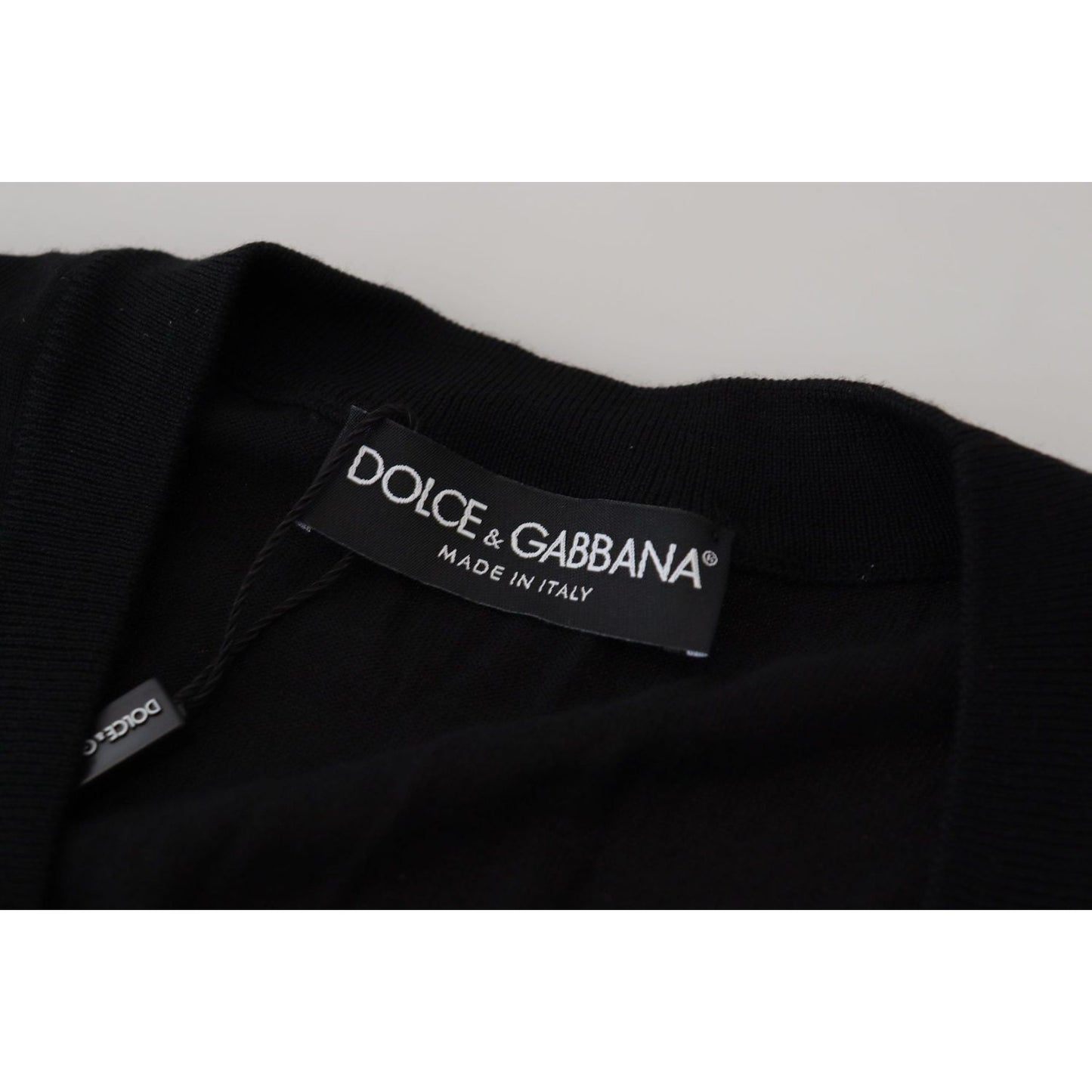 Dolce & Gabbana Black Wool Button Down Cardigan Sweater