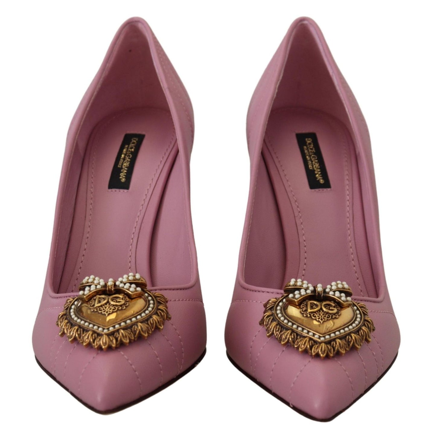 Dolce & Gabbana Pink Leather Heart DEVOTION Heels Pumps Shoes