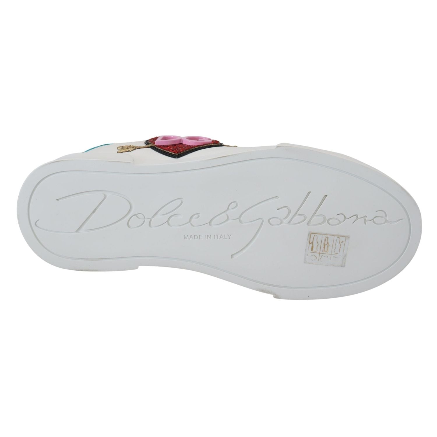 Dolce & Gabbana White Leather Sneaker Portofino Logo Heart Shoes