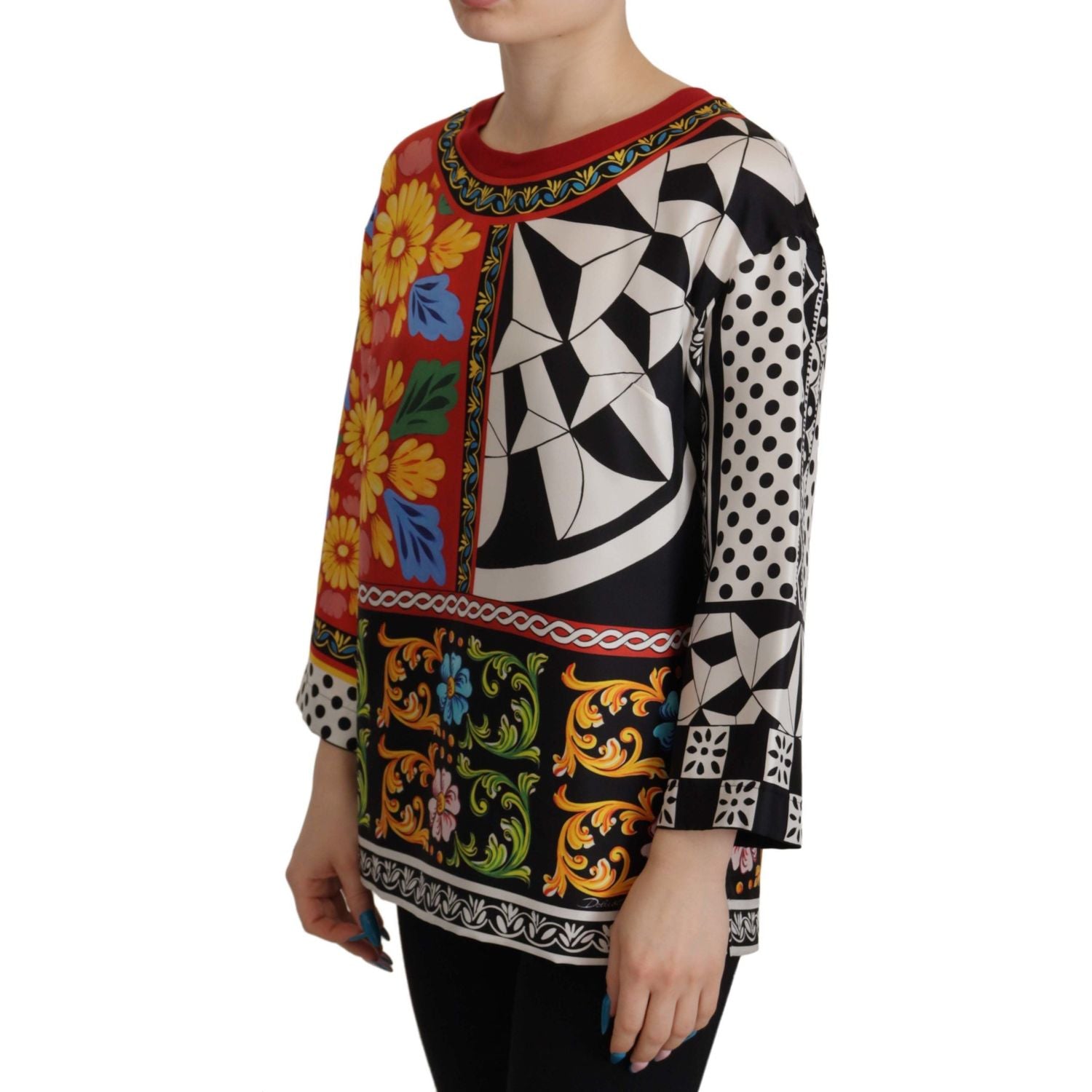 Dolce & Gabbana Multicolor Printed Baroque Loose Long Sleeve