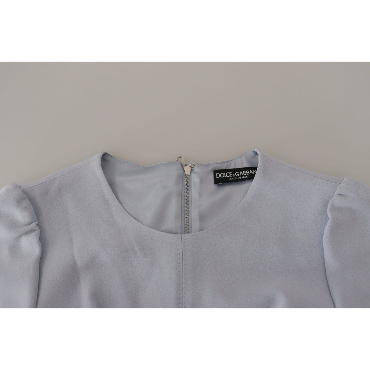 Dolce & Gabbana Blue Floral Applique Midi Viscose Dress