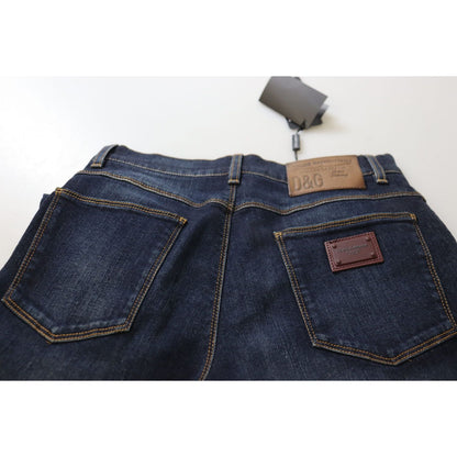 Dolce & Gabbana Blue Cotton High Waist Skinny Denim Jeans