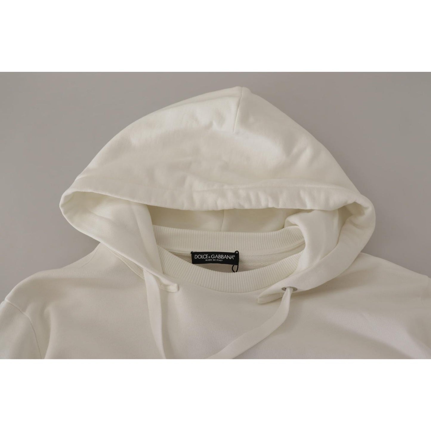 Dolce & Gabbana White Hoodie Pullover Embroidered Sweater