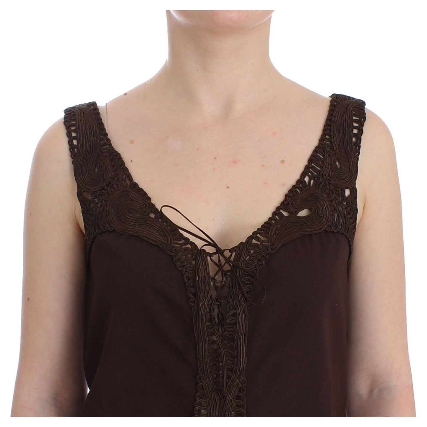 Ermanno Scervino Beachwear Brown Cotton Stretch Tunic Dress Dresses