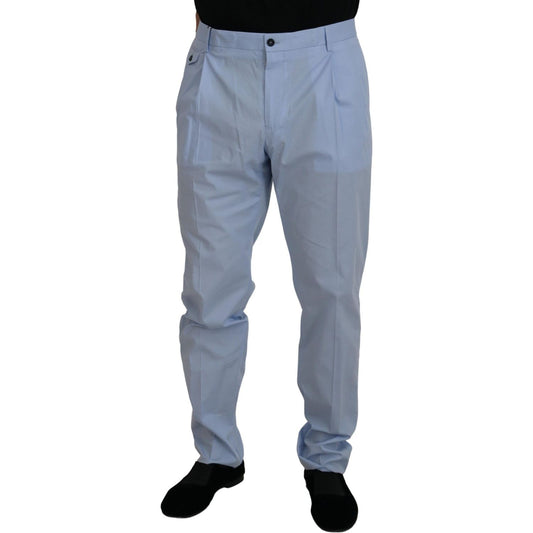 Dolce & Gabbana Blue Cotton Stretch Trousers Chinos Pants
