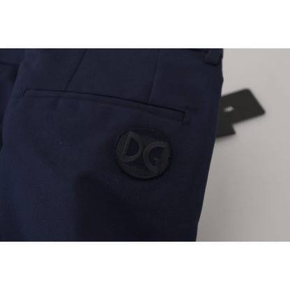 Dolce & Gabbana Blue Linen Cotton Slim Trousers Chinos Pants