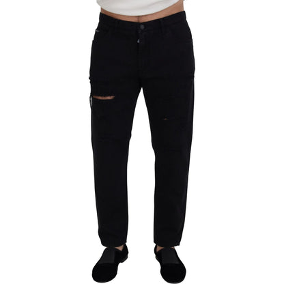 Dolce & Gabbana Black Loose Regular Torn Cotton Jeans Jeans & Pants
