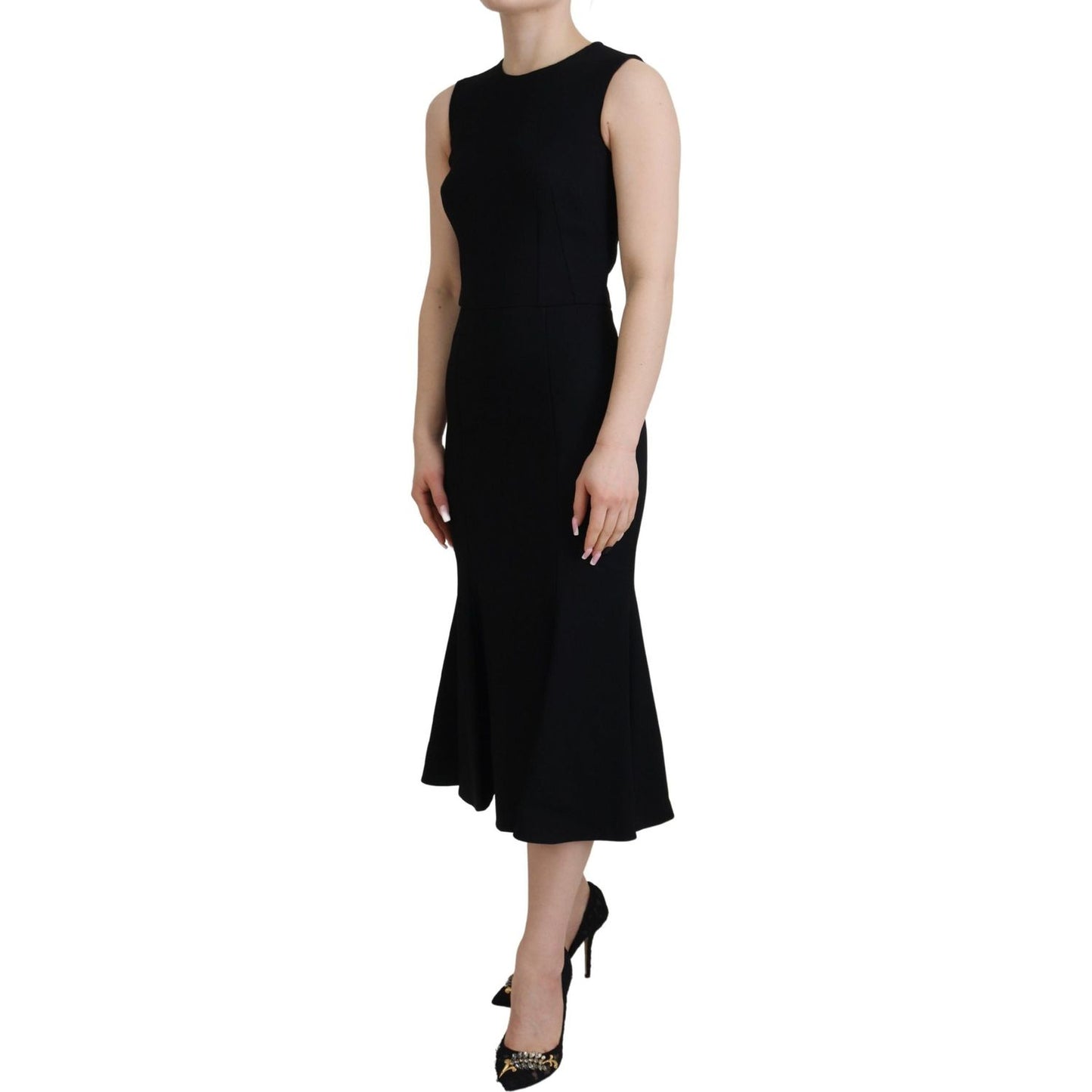 Dolce & Gabbana Black Dress Sheath Flare Viscose Dress