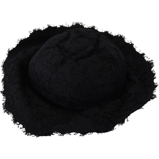 Dolce & Gabbana Black Cotton Wide Brim Shade Hat