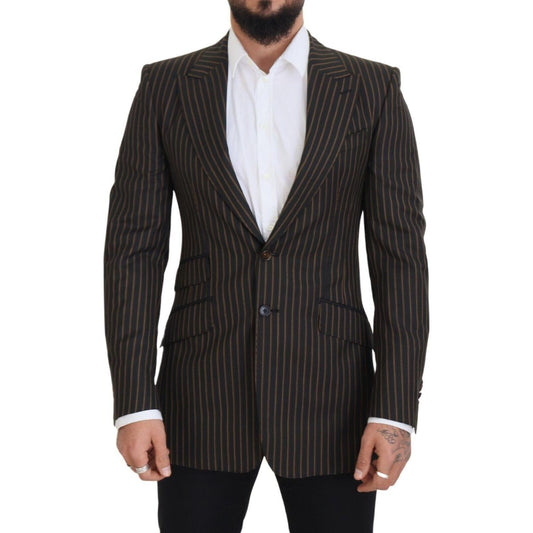Dolce & Gabbana Black Brown Stripes Single Breasted Blazer