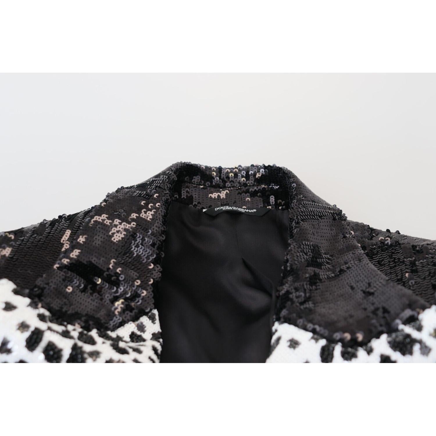 Dolce & Gabbana Black Sequined Cow Pattern Nylon Blazer